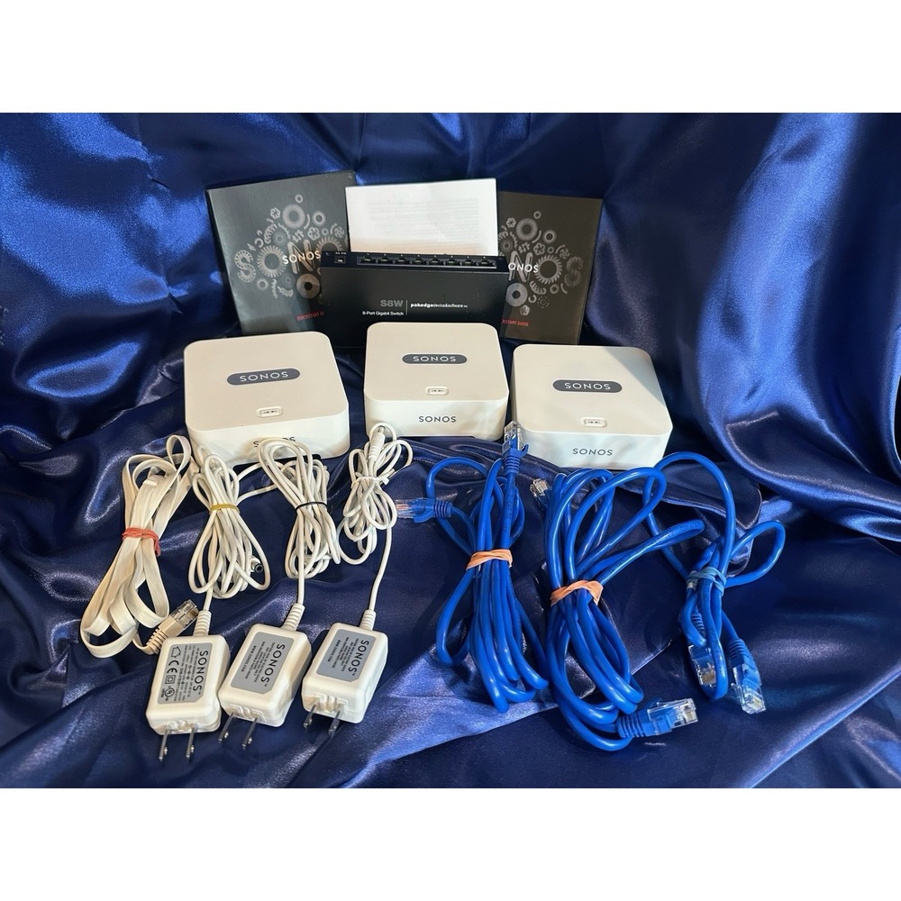 Lot Of 3 Sonos Bridge +8 Port gigabit Switch W/power&ethernet Cords-tested/works